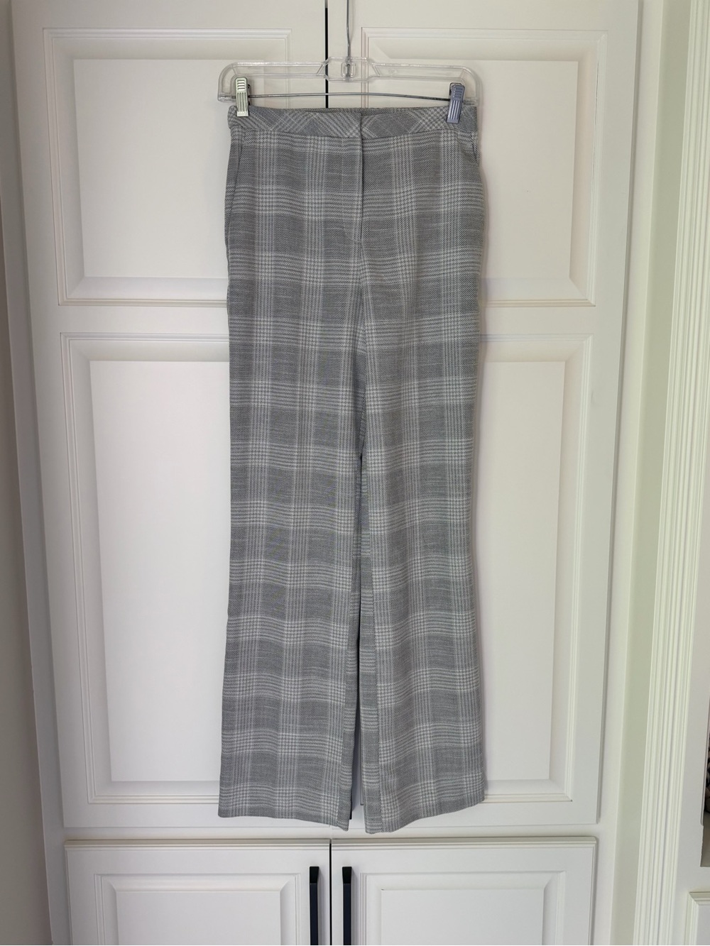 Light Gray Textured Plaid Trousers